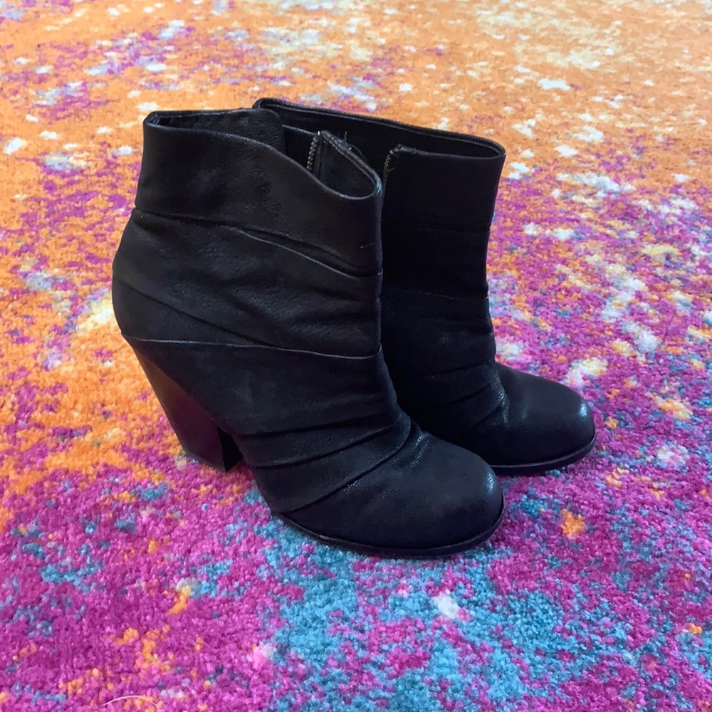 Black Leather Ankle Boots - Vince Camuto